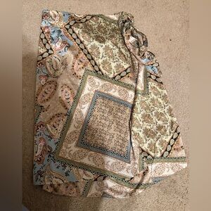 Multi neutral printed wrap skirt NWOT